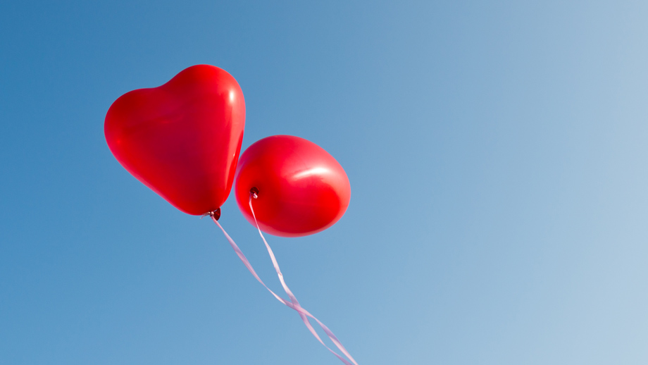 Red heart-shaped balloons